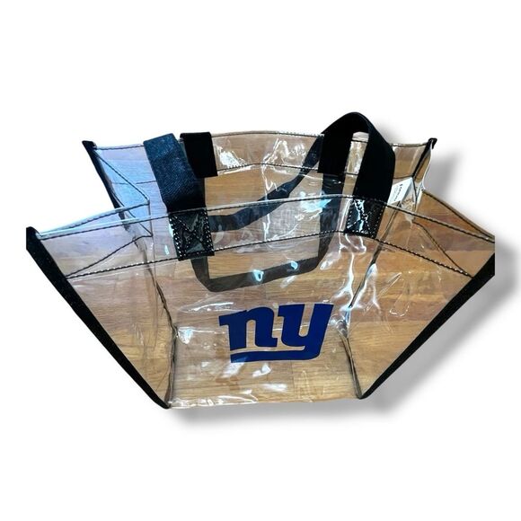 NFL NY Giants Stadium Game Day Clear Tote with Black Trim and Blue Logo - Picture 2 of 8
